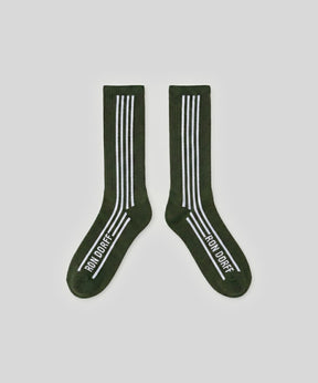 Sports Socks w. Vertical Lines: Green Court