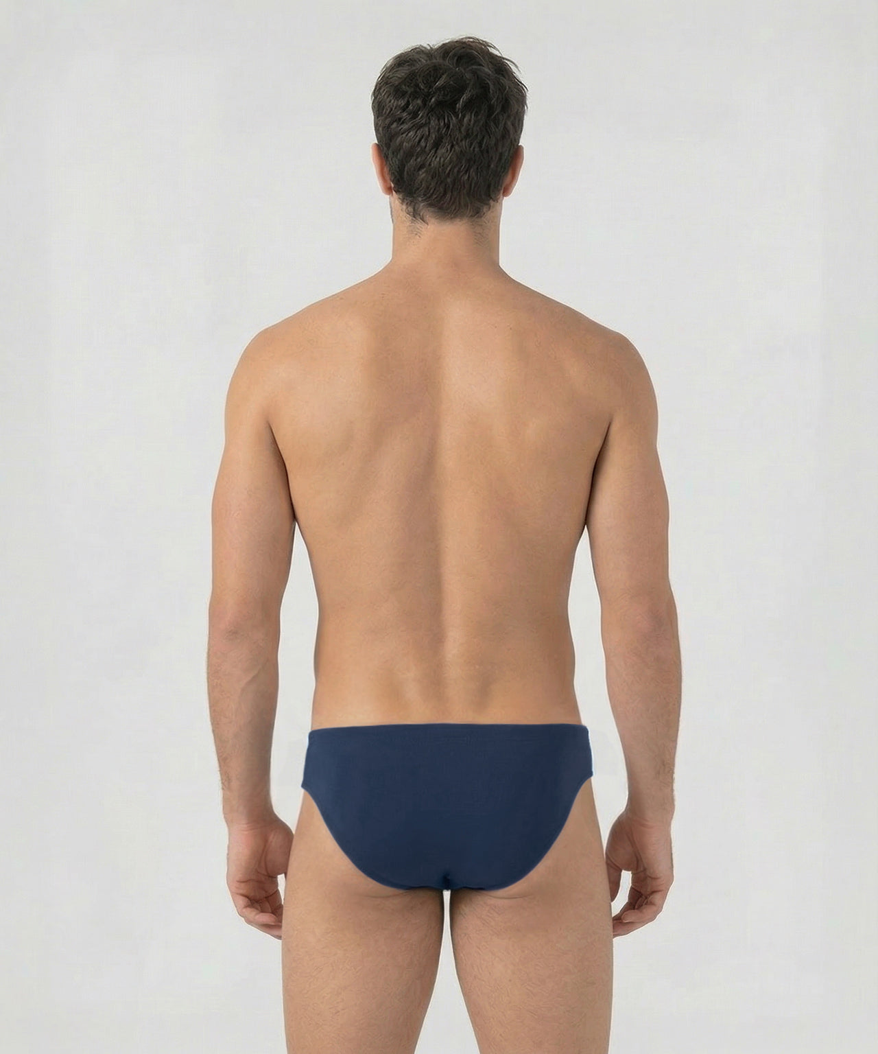 Slip de bain slim à rayures diagonales: Bleu marine