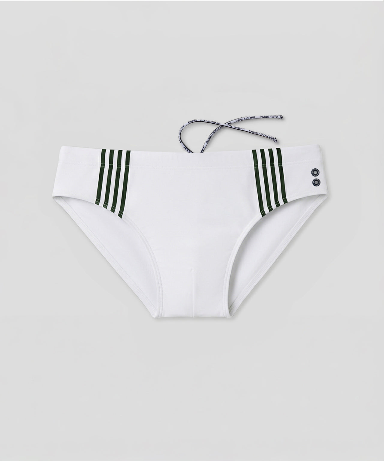 Swim Briefs w. Placed Vertical Thin Stripe: Weiß