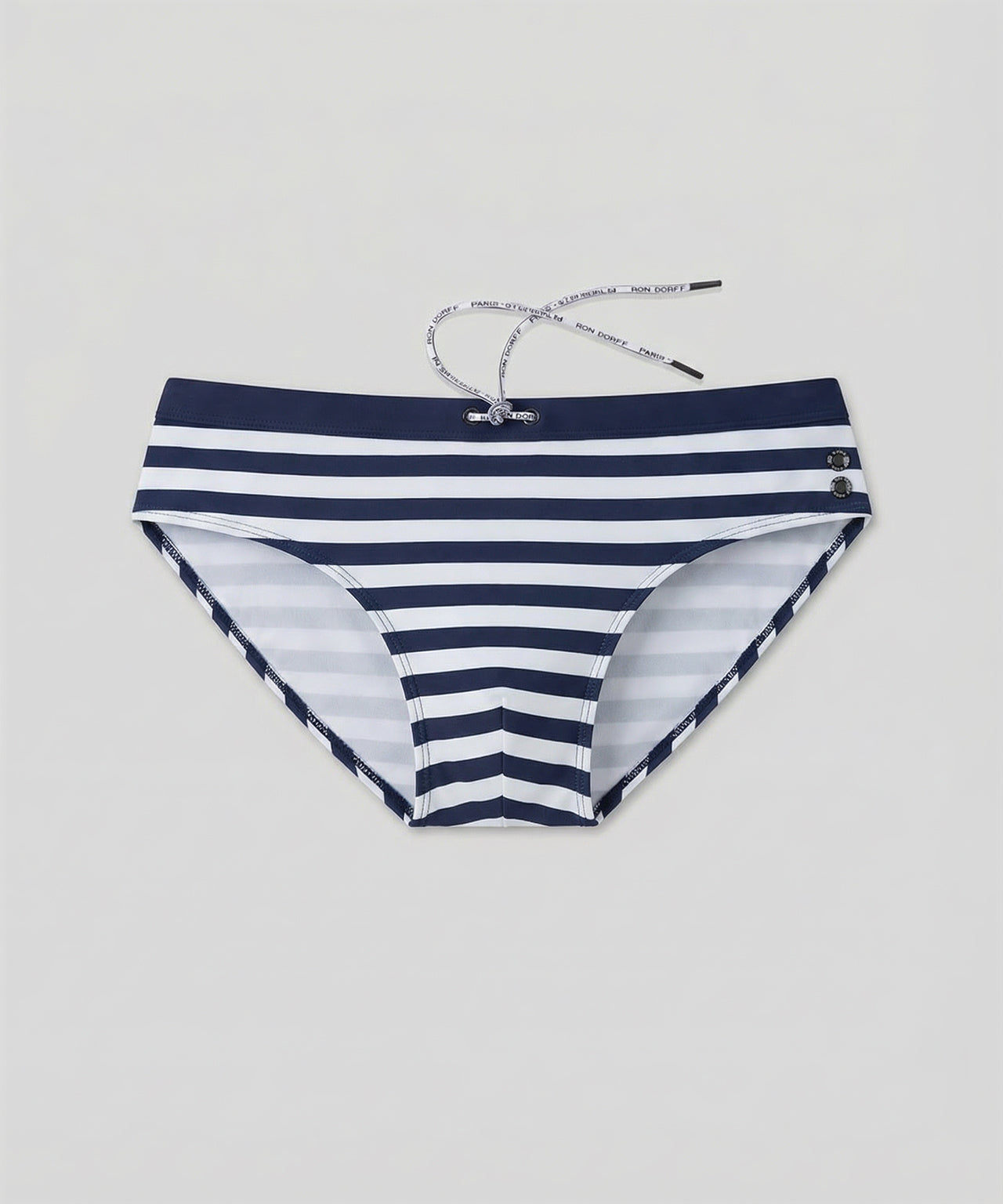 Badehose Querstreifen mit Bund: Marineblau/Weiß