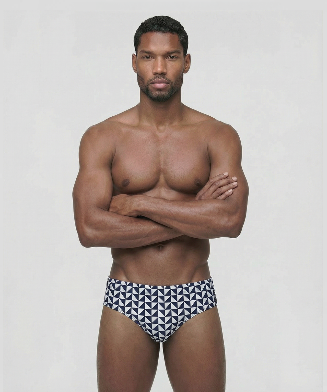 Slip de bain à motif géométrique: Bleu marine