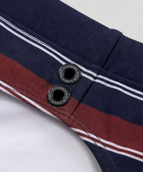 Swim Briefs w. Irregular Stripes: Red