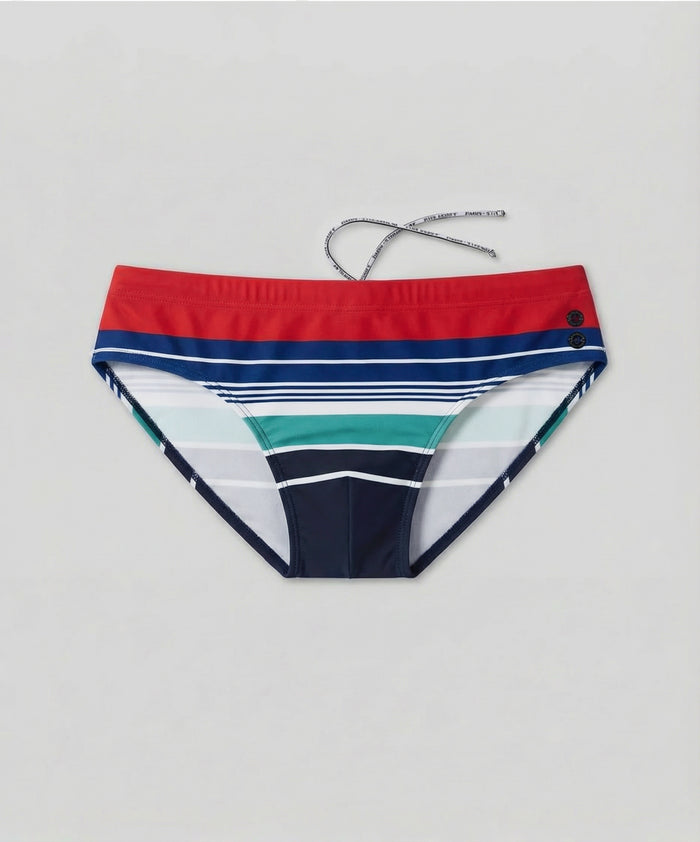 Slip de bain à rayures rétro: Rouge choc