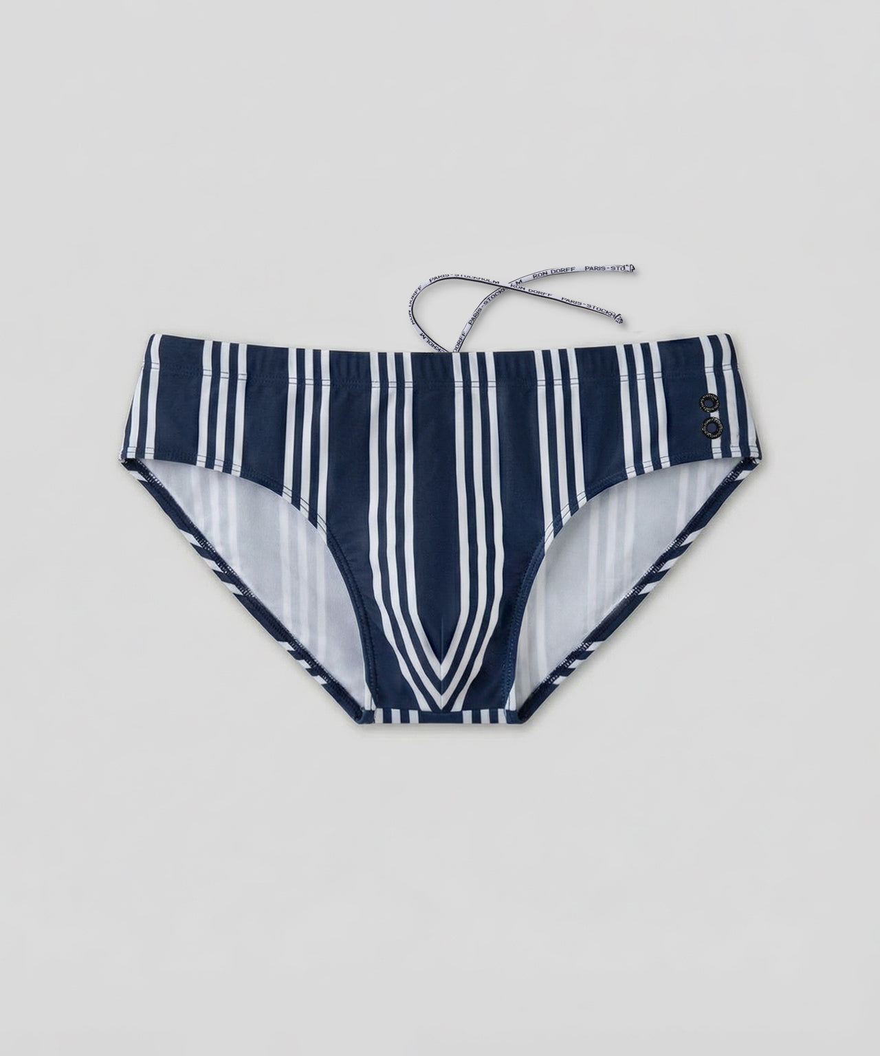 Swim Briefs w. Vertical Thin Stripes: Navy