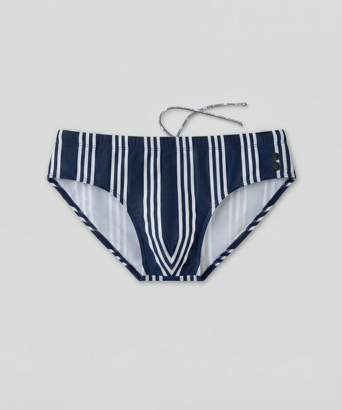 Slip de bain à rayures verticales fines: Bleu marine