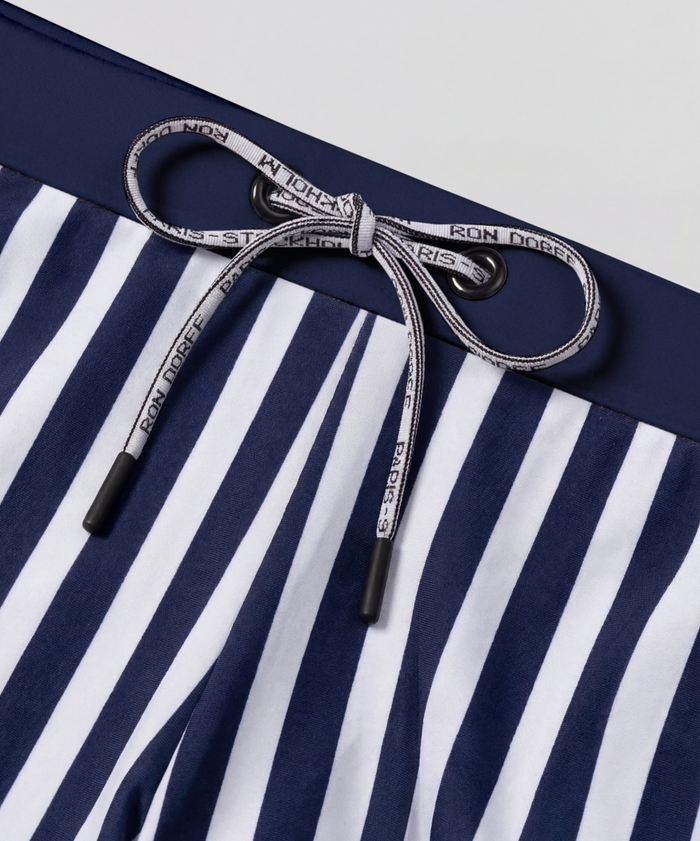 Swim Trunks Vertical Stripes w. Waistband: Navy/White