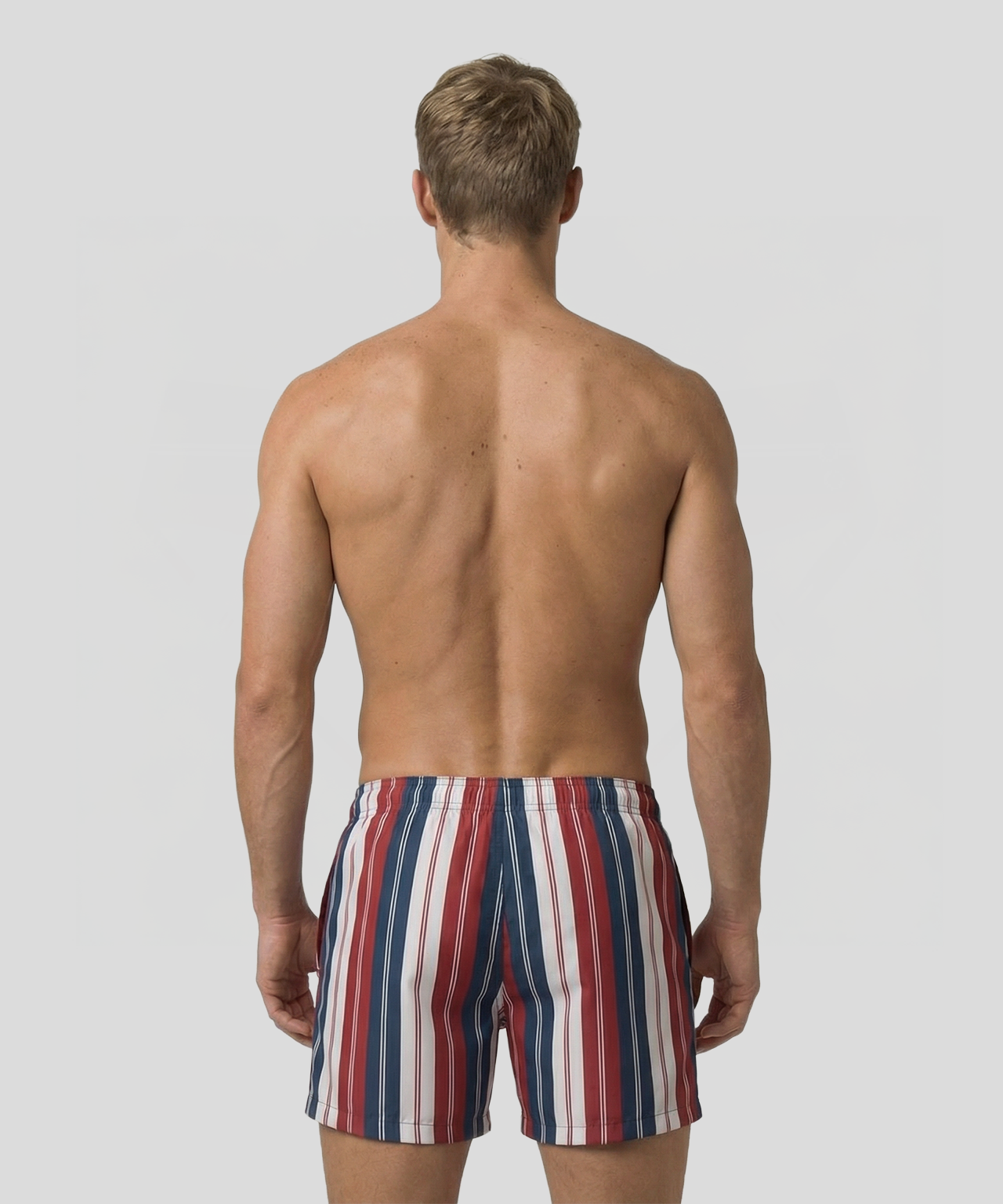 Badeshorts mit unregelmäßigen Streifen: Rot
