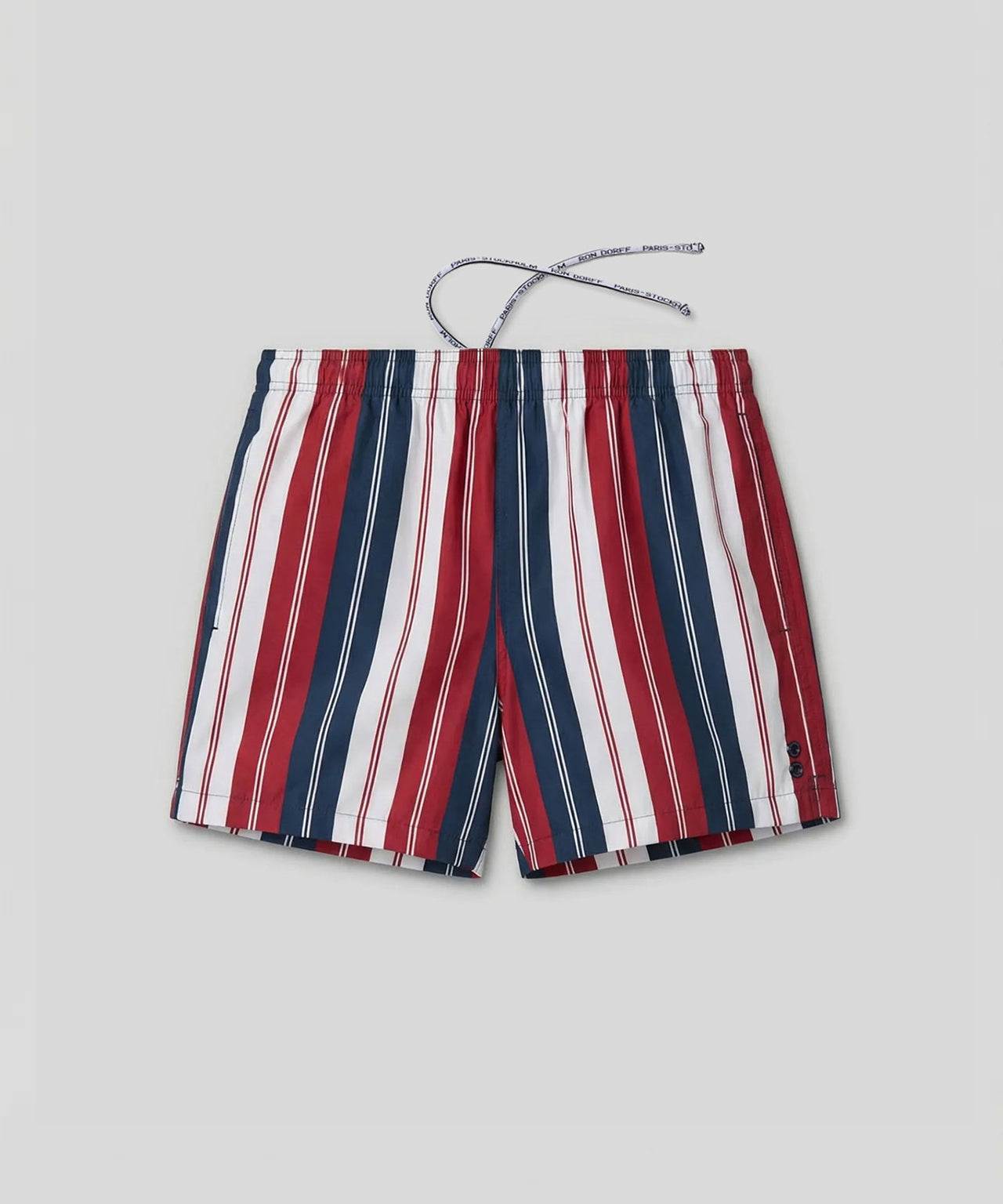 Swim Shorts w. Irregular Stripes: Red