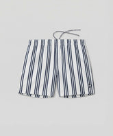 Swim Shorts w. Vertical Thin Stripes: White