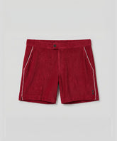 Tennis Short en coton terry avec piping: Rouge