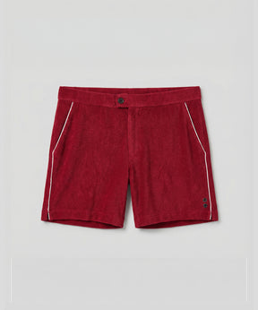 Tennis Short en coton terry avec piping: Rouge