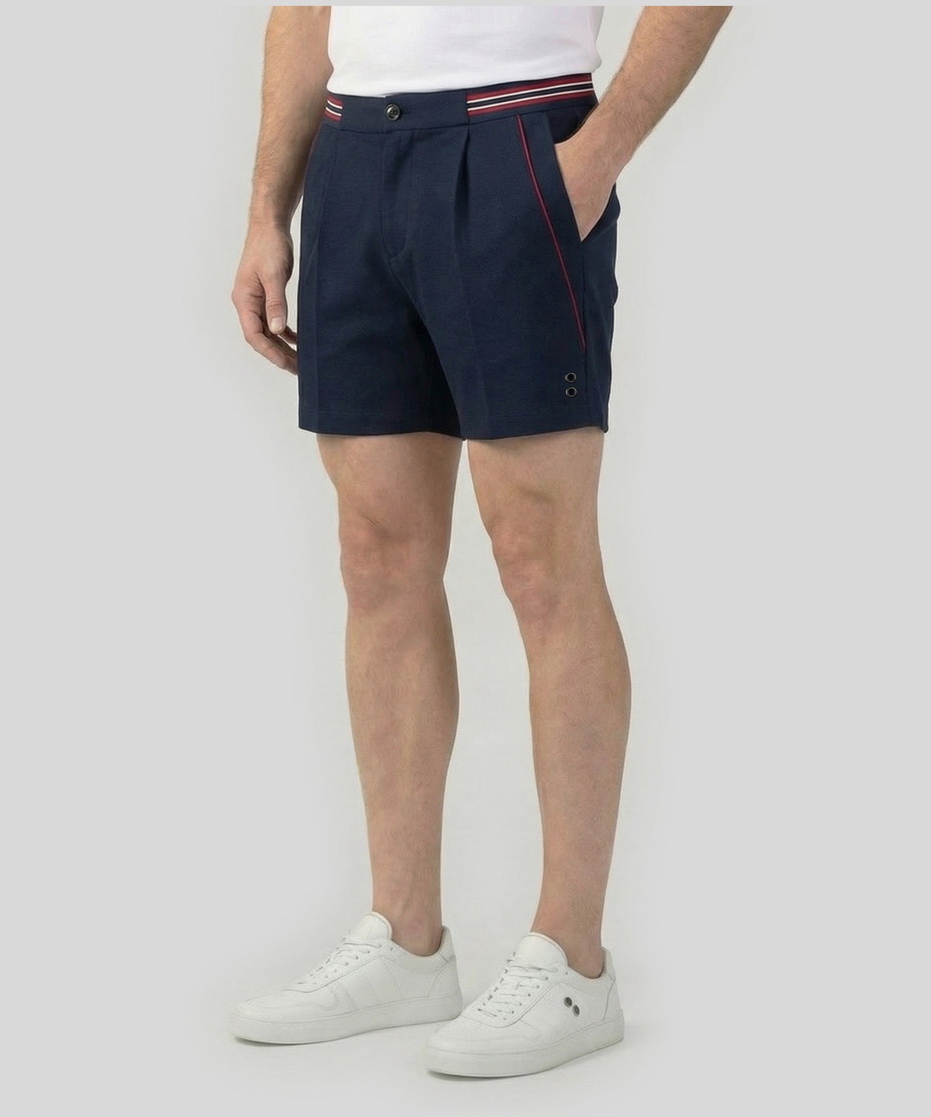 RD Tennis Shorts m. Streifenbund: Marineblau