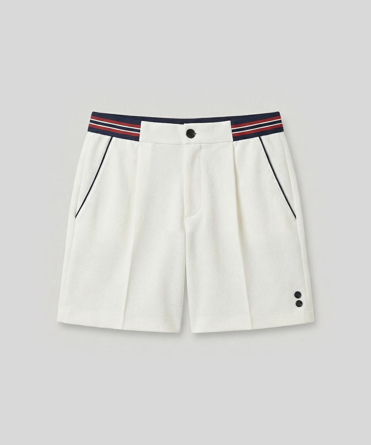 RD Tennis Short avec ceinture rayée: Écru