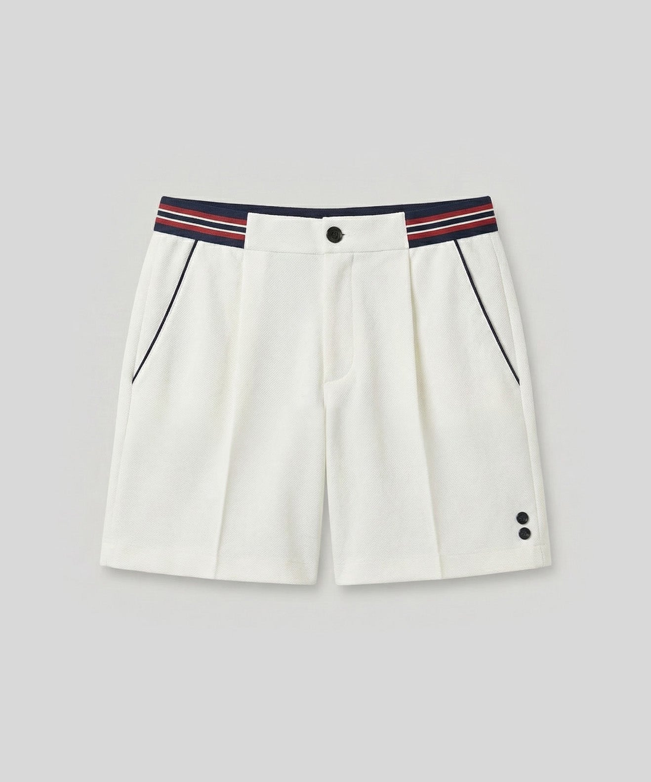RD Tennis Shorts w. Striped Waist: Off White