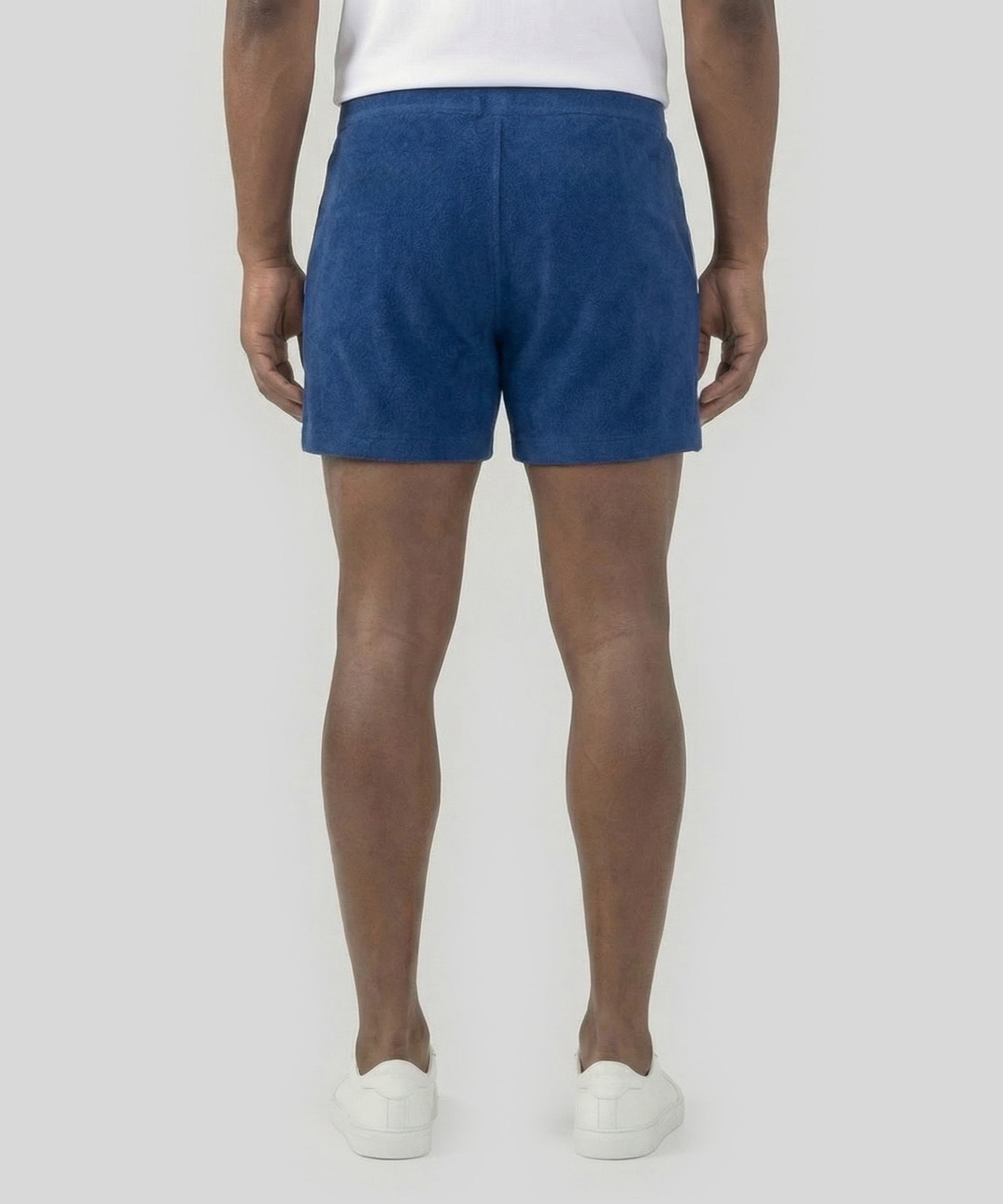 Tennis Short en coton terry avec piping: Bleu