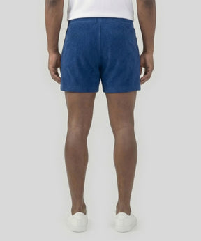 Tennis Short en coton terry avec piping: Bleu