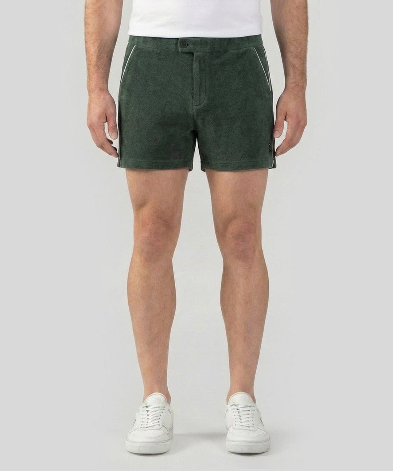 Tennis Shorts Frottee-Baumwolle mit Paspelierung: Court Green