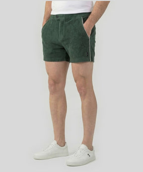 Cotton Terry Tennis Shorts w. Piping: Green Court