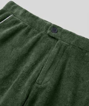 Cotton Terry Tennis Shorts w. Piping: Court Green