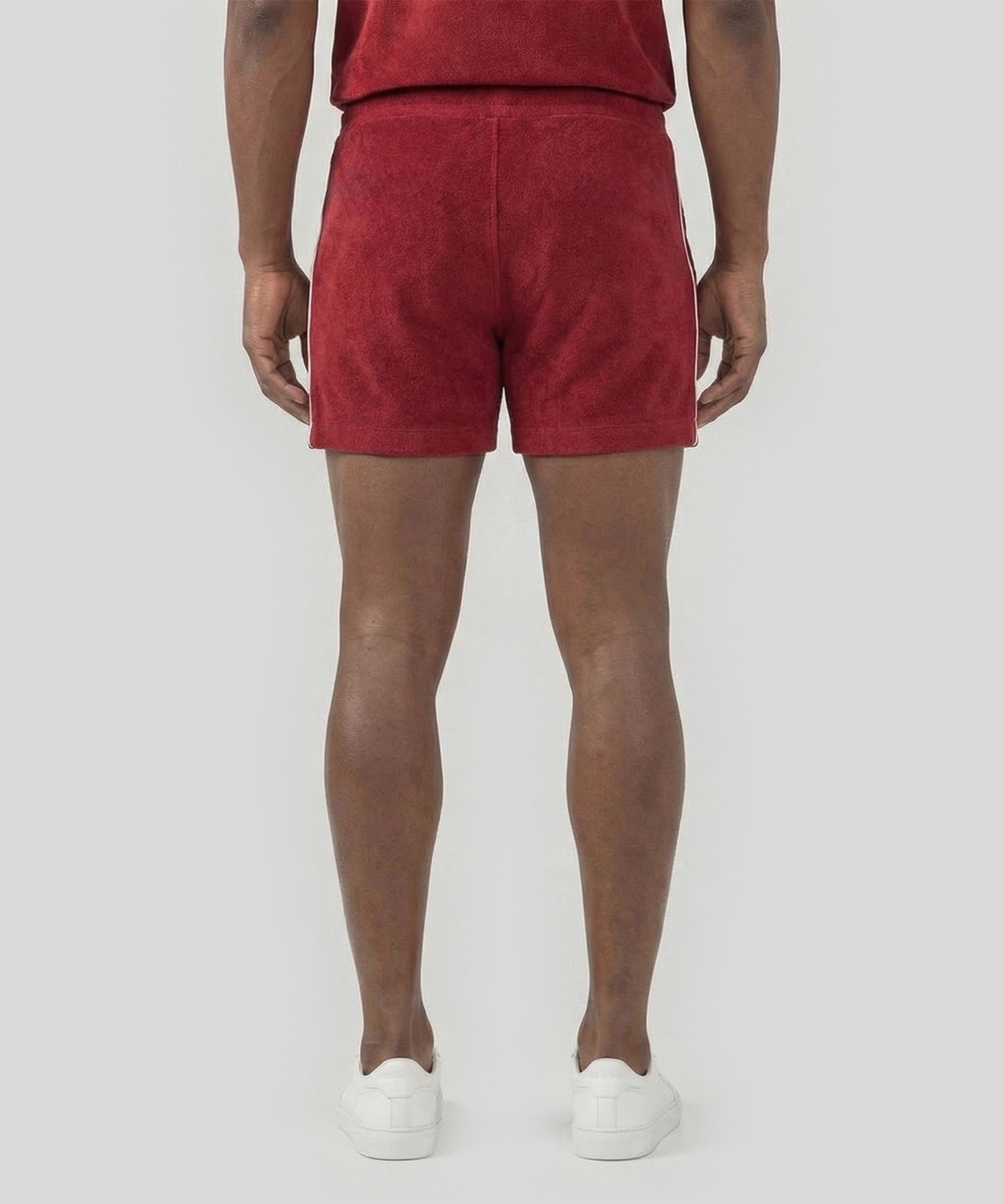 Tennis Short en coton terry avec piping: Rouge