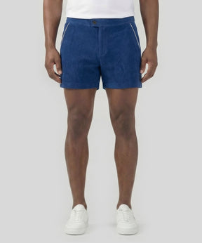Tennis Short en coton terry avec piping: Bleu