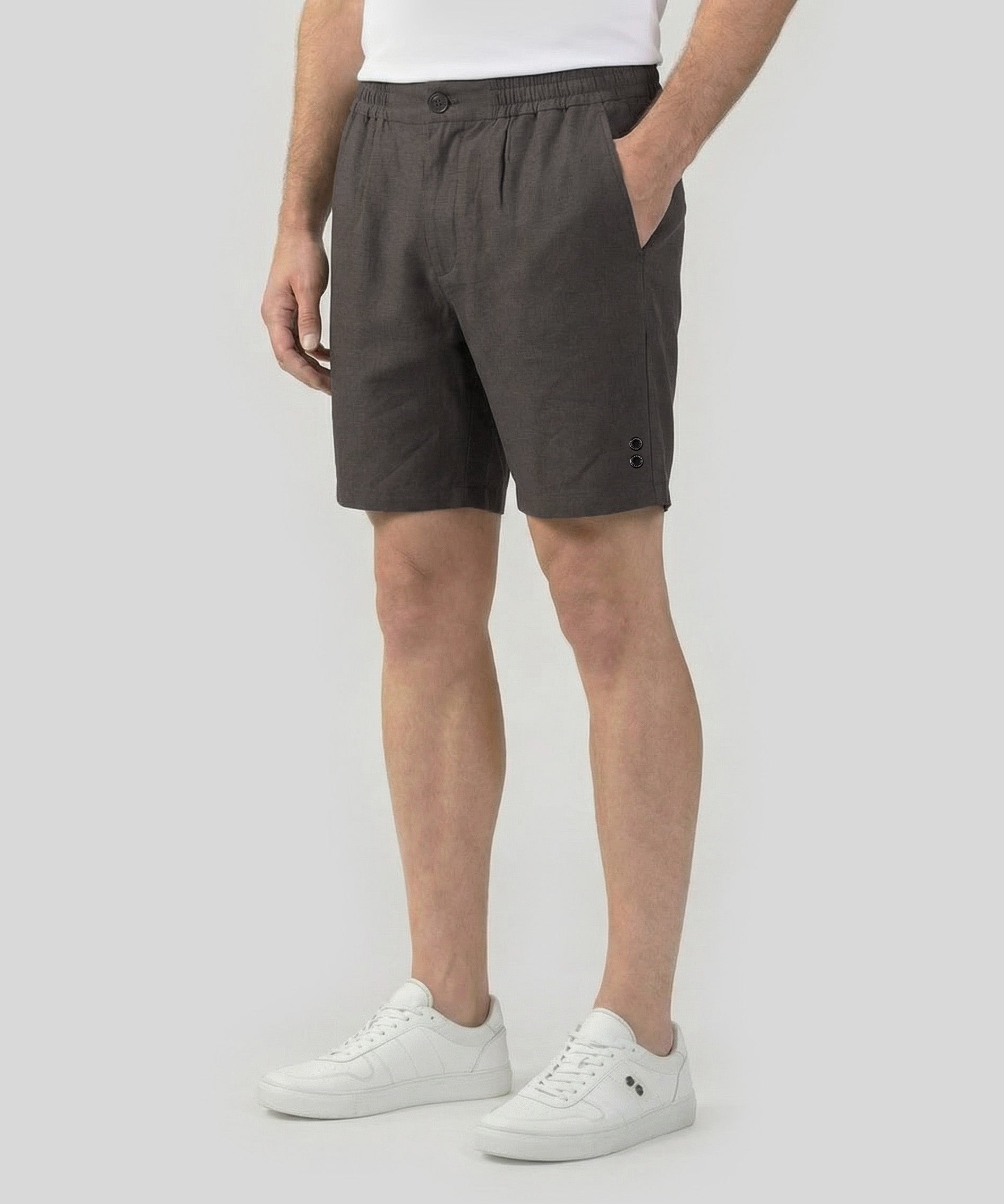 Cotton Linen Shorts: Espresso