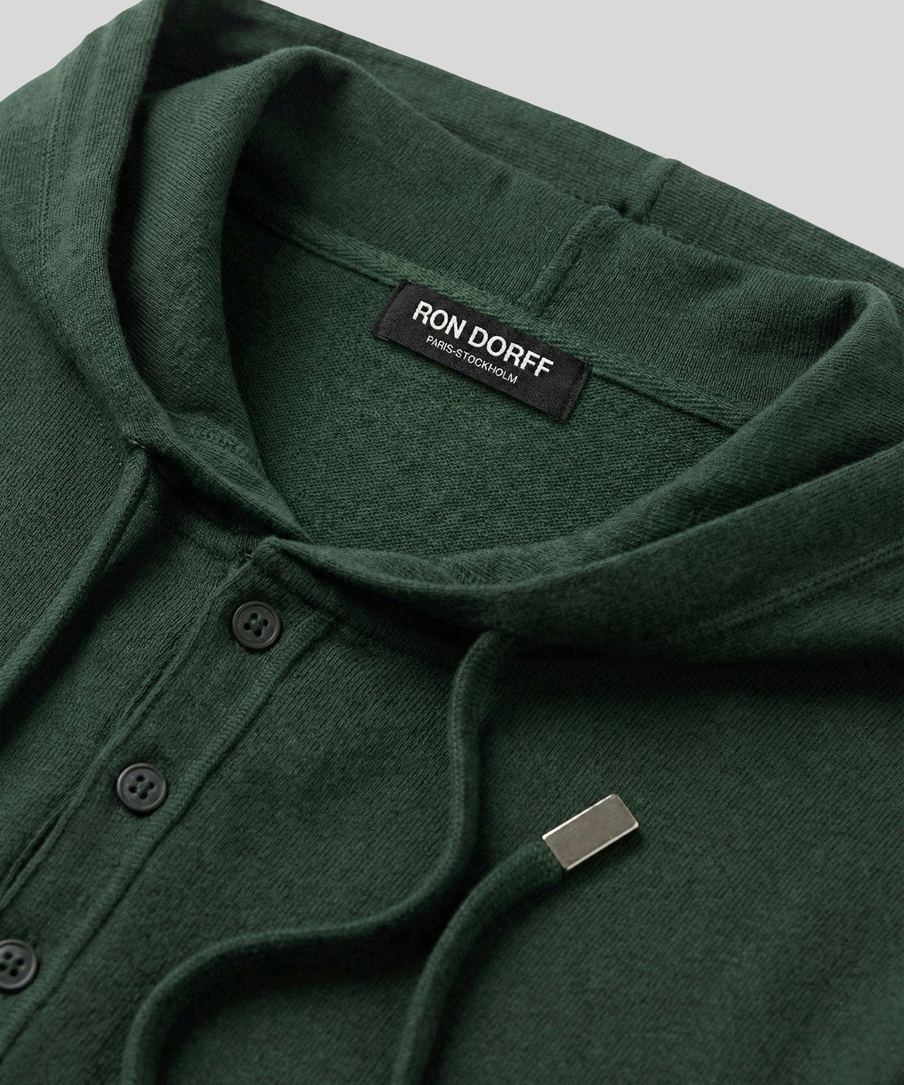 Pull fin à capuche en coton soie: Vert court