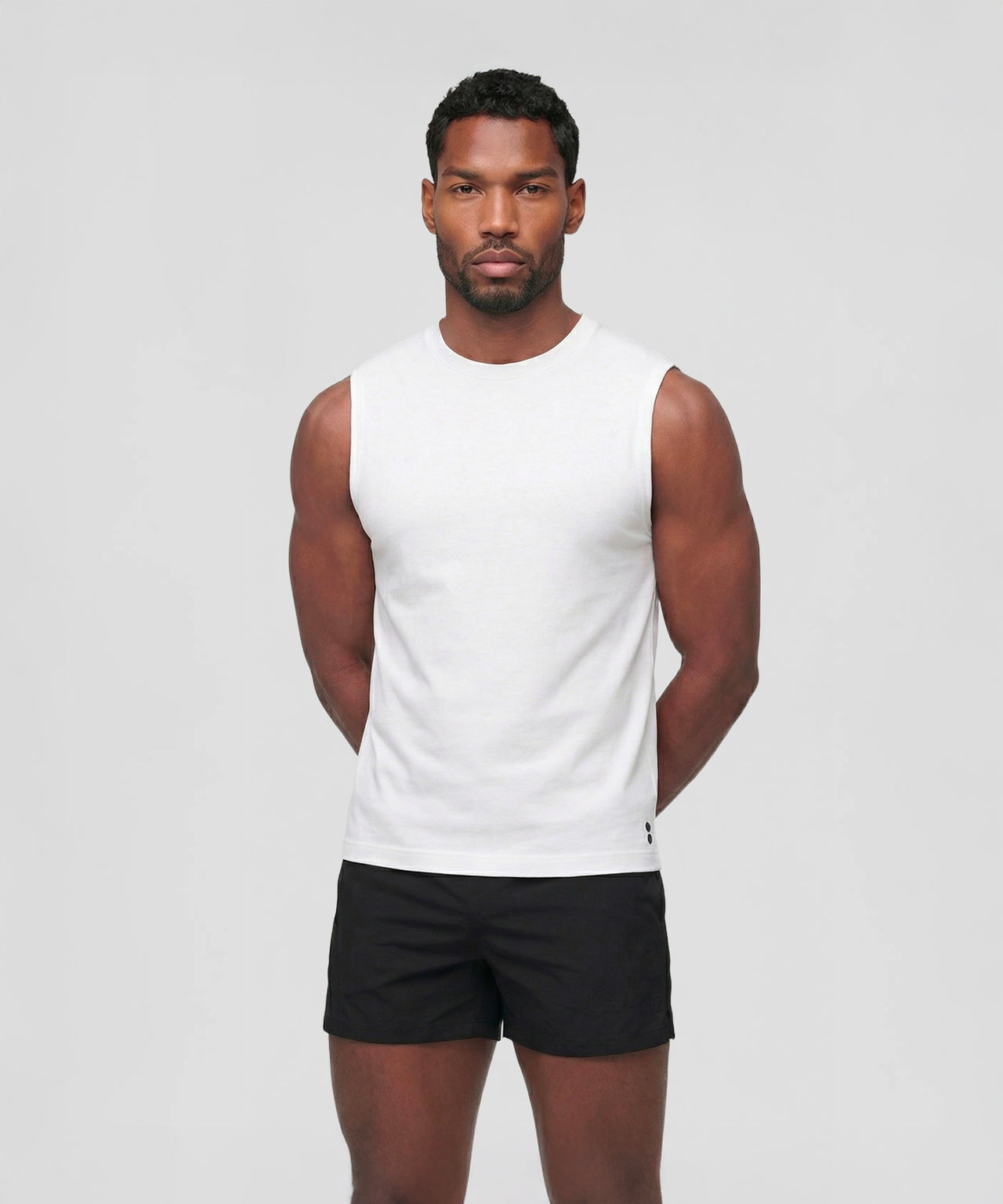 Sweatshirt sans manches en coton léger: Blanc