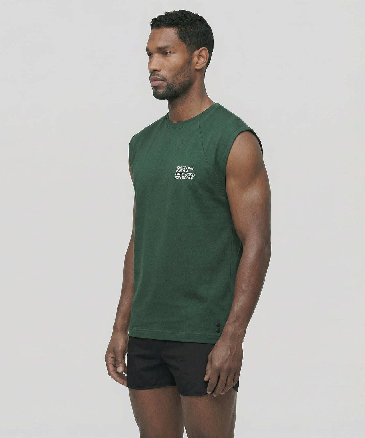 Ärmelloses Bio-Baumwoll-Sweatshirt "DISCIPLINE": Court Green