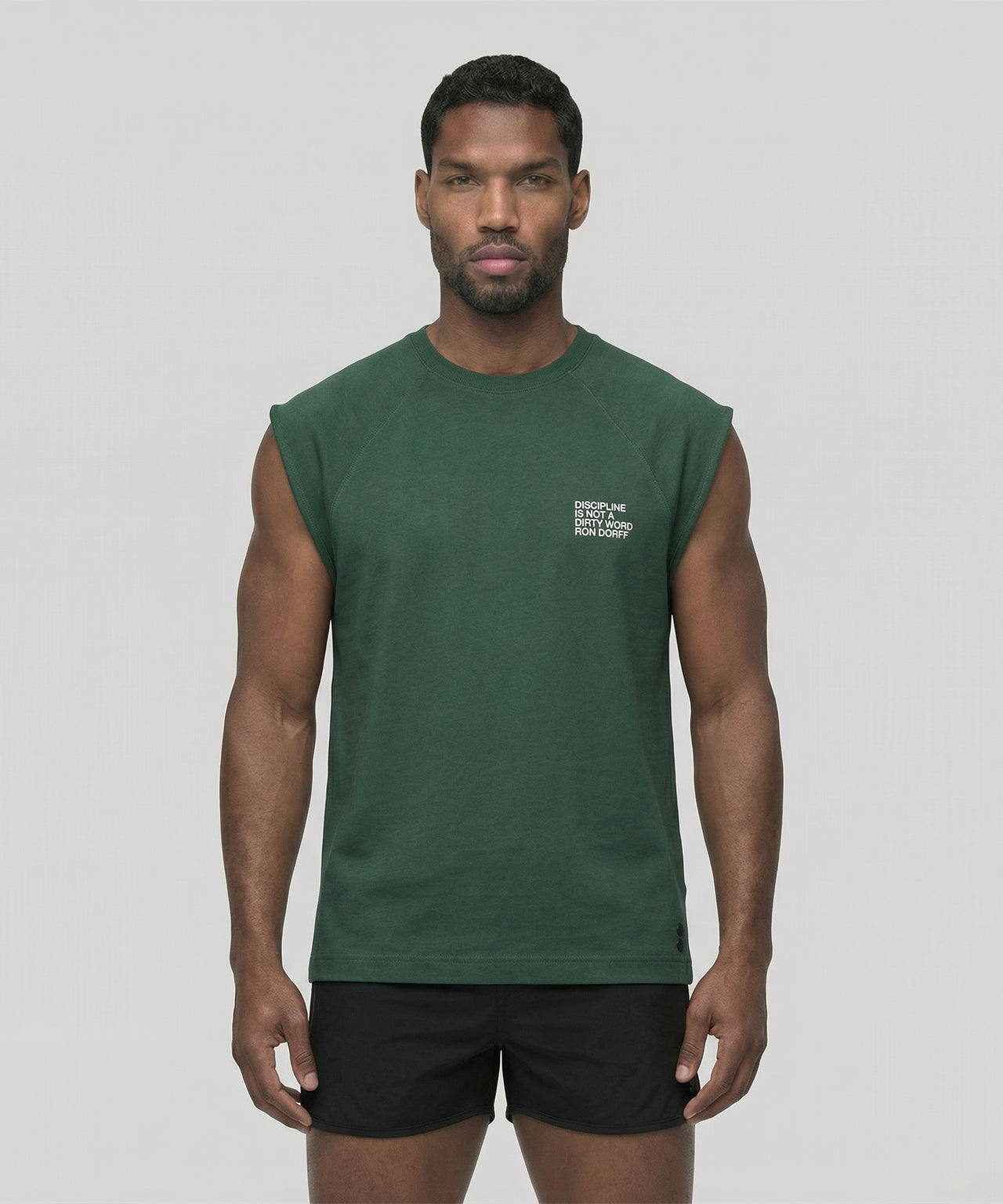 Organic Cotton Sleeveless Sweatshirt "DISCIPLINE": Court Green