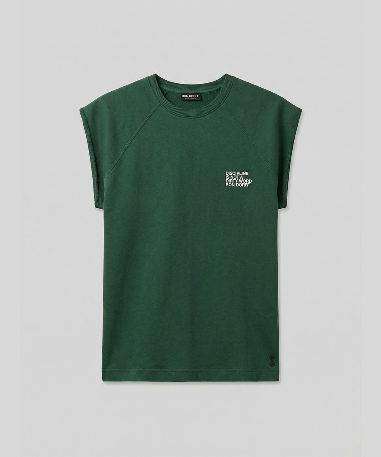 Organic Cotton Sleeveless Sweatshirt "DISCIPLINE": Court Green
