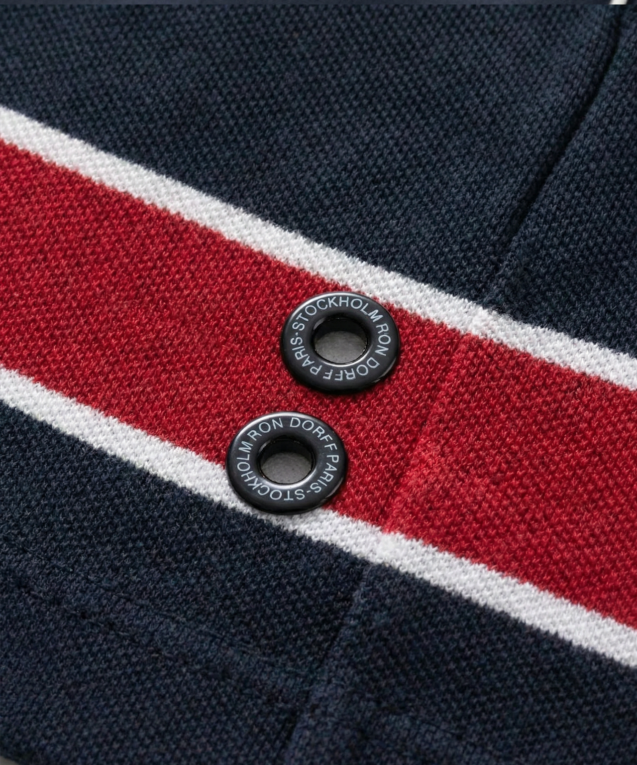 Baumwoll-Piqué-T-Shirt Eyelet Edition mit Streifen: Marineblau