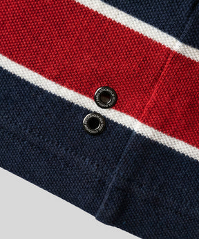 Cotton Piqué Tank Top w. Stripes: Navy