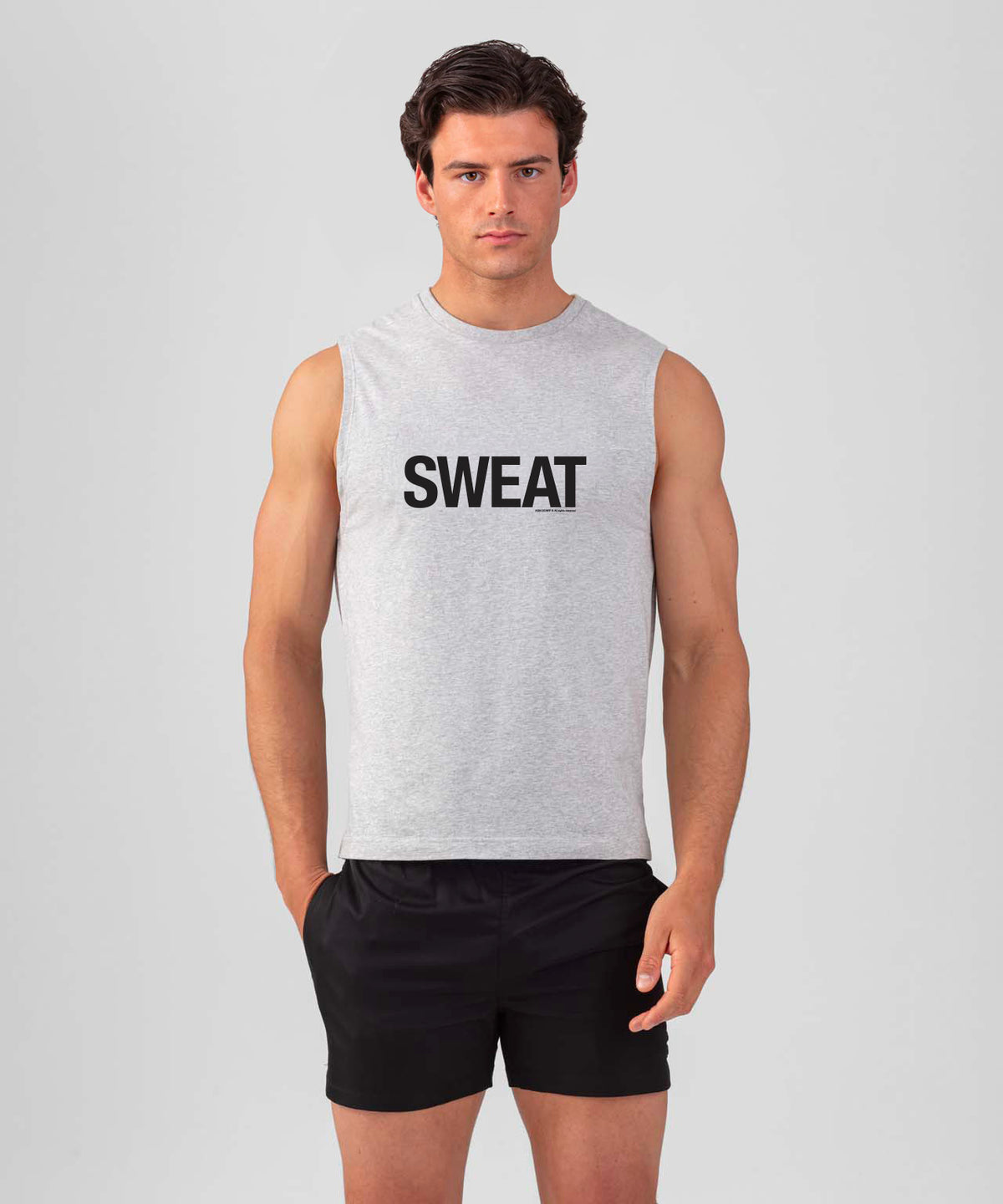 Organic Cotton Sleeveless T-Shirt "SWEAT": Grey Melange