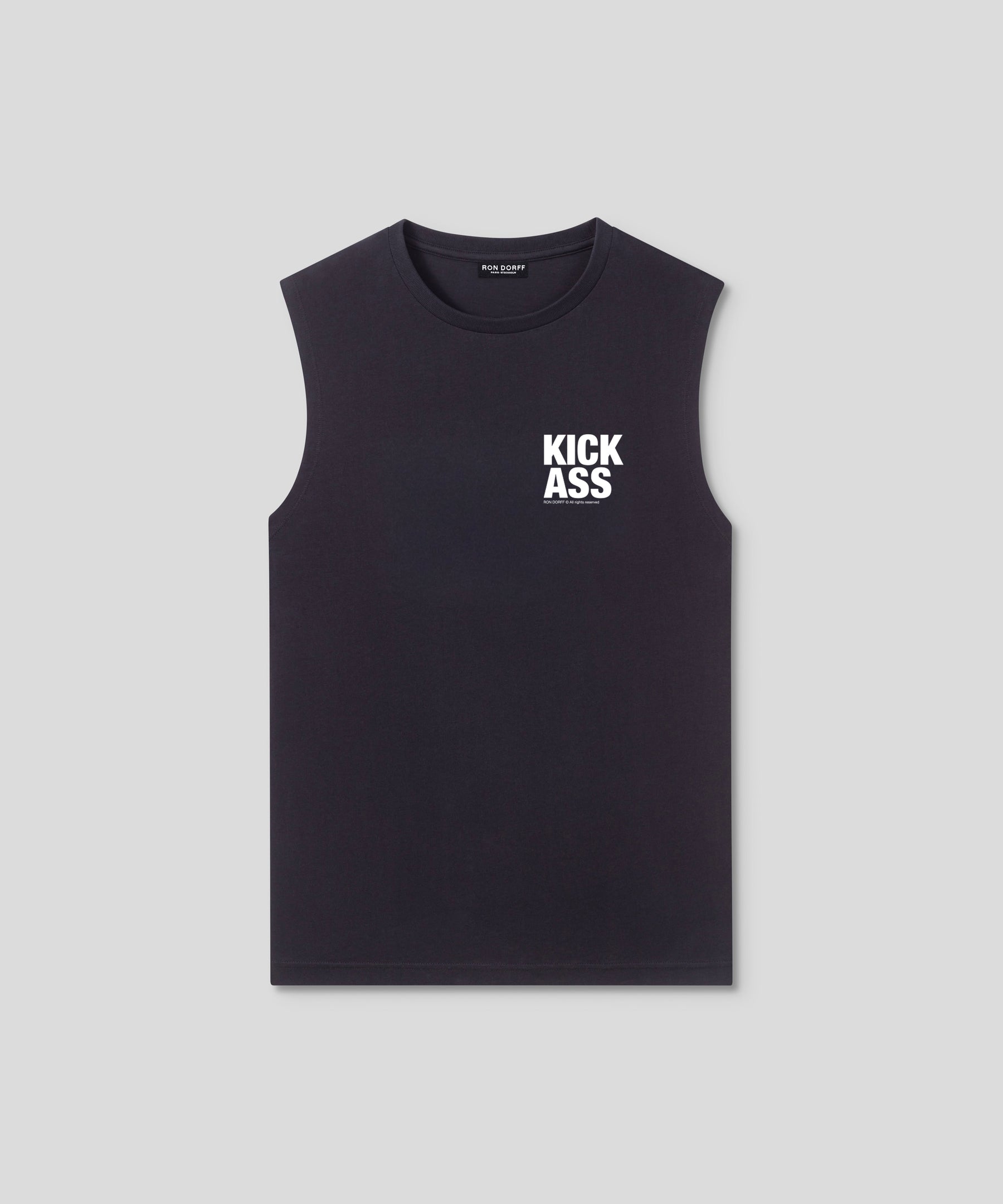 T-Shirt sans manches en coton bio "KICK ASS": Noir