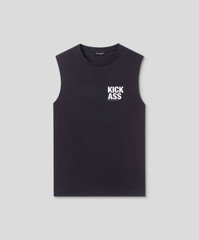 T-Shirt sans manches en coton bio "KICK ASS": Noir