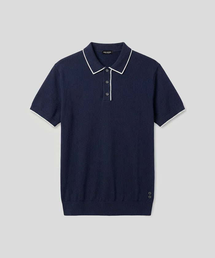 Polo en coton soie: Bleu marine
