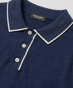 Polo en coton soie: Bleu marine