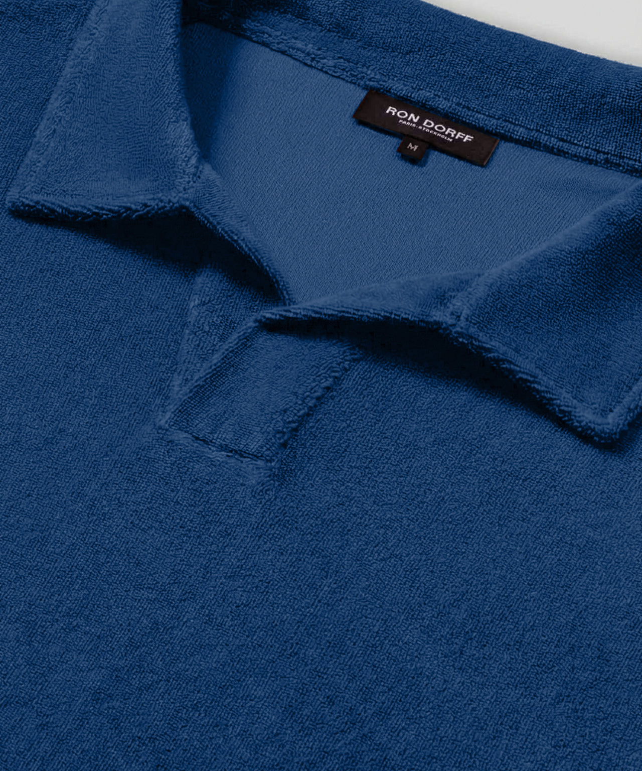 Cotton Terry V Neck Polo: Bleu