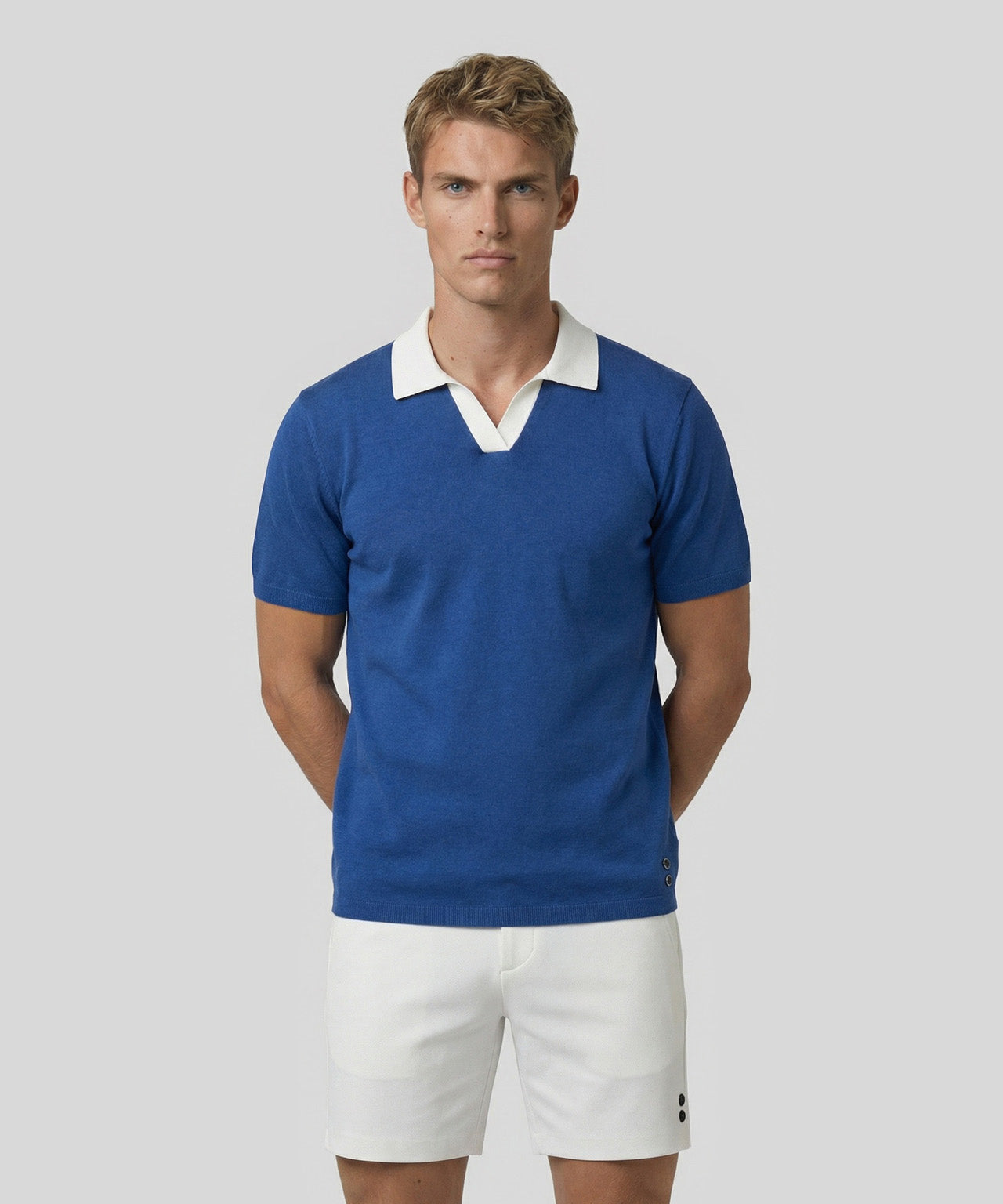Polo en coton lin: Bleu