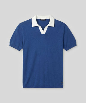 Cotton Linen Polo: Bleu