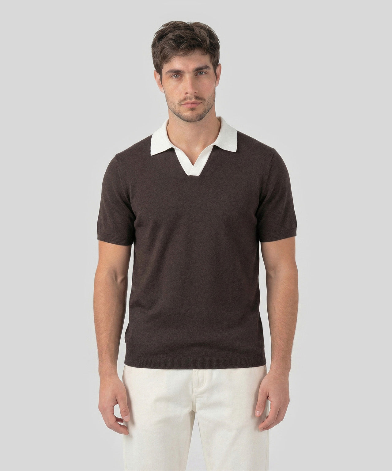 Cotton Linen Polo: Espresso