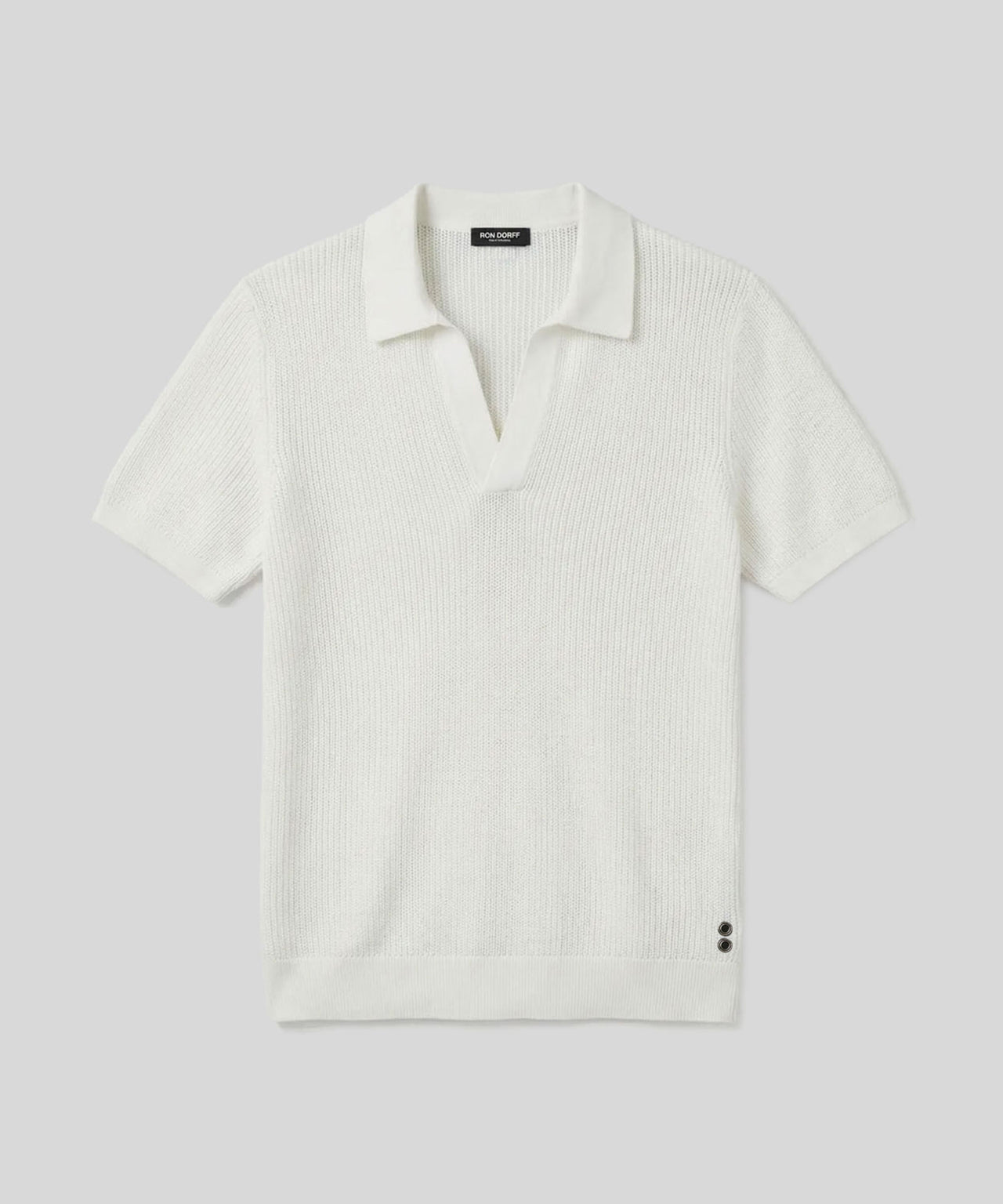 Polo col V en maille: Écru