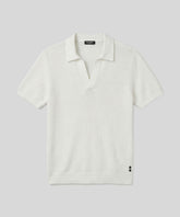 Knitted V Neck Polo: Off White