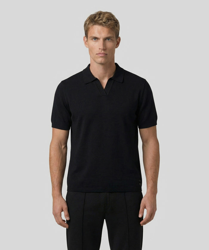 Polo en coton lin: Noir