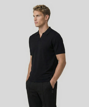 Polo en coton lin: Noir