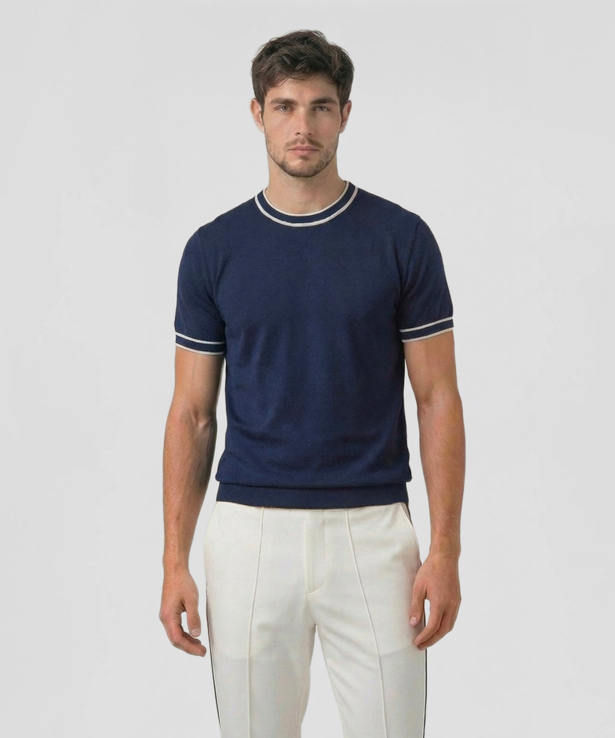 Knitted T-Shirt: Navy