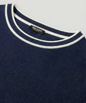 T-shirt en maille fine: Bleu marine