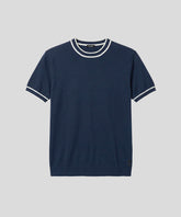 T-shirt en maille fine: Bleu marine