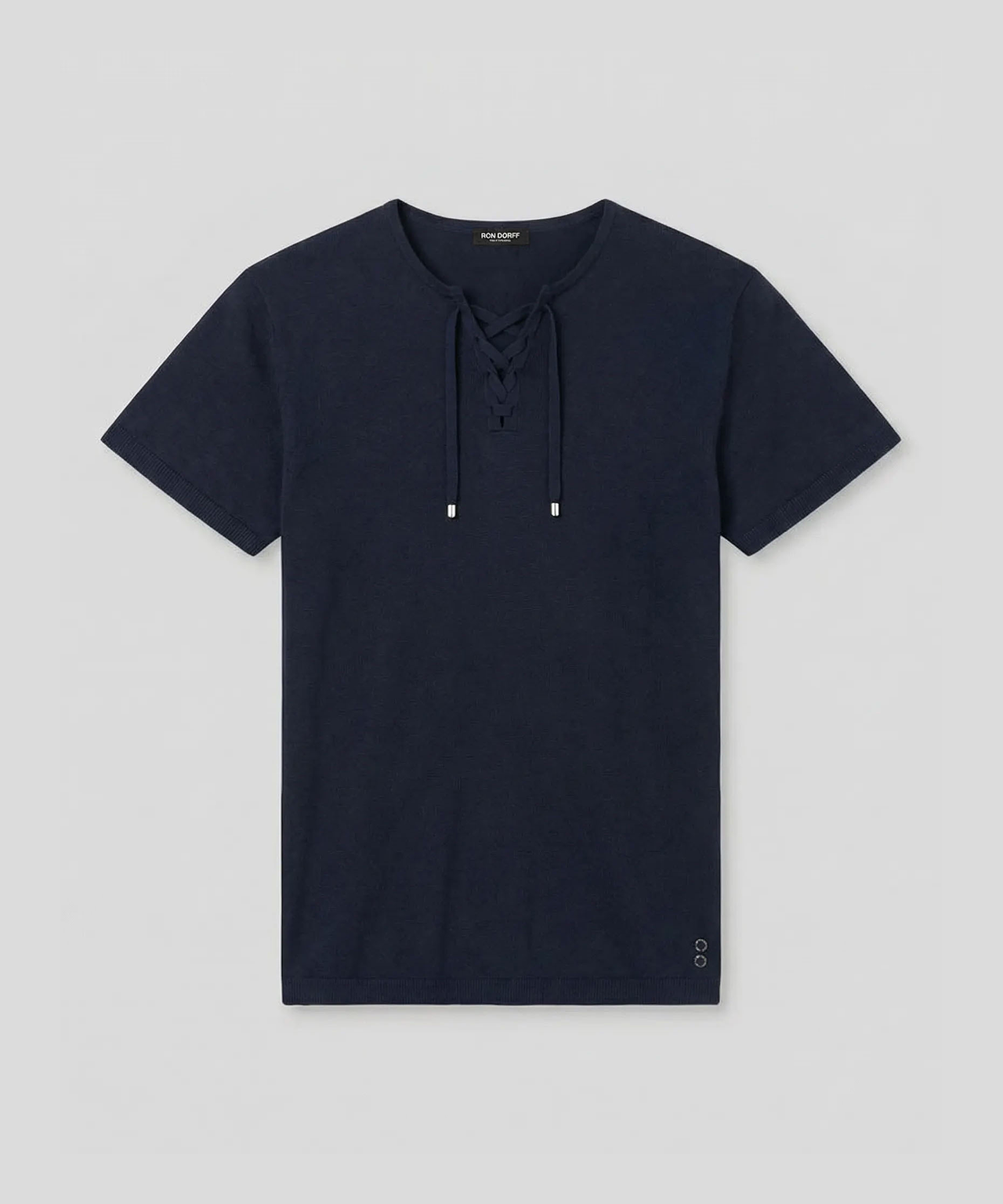 Strick-T-Shirt m. Kordelzügen: Marineblau